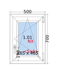 Kunststofffenster PVC Fenster 50 x 70 cm DREH/KIPP Rehau Synego 2