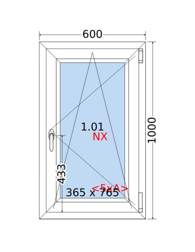 Kunststofffenster PVC Fenster 60 x 100 cm DREH/KIPP Rehau Synego