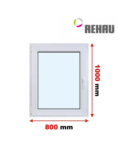 Kunststofffenster PVC Fenster 80 x 100 cm DREH/KIPP Rehau Synego