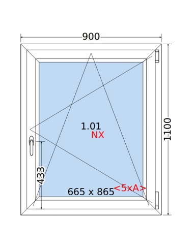 Kunststofffenster PVC Fenster 90 x 110 cm DREH/KIPP Rehau Synego