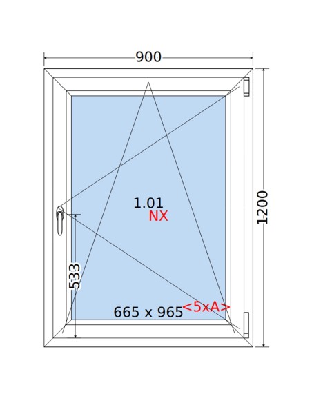 Kunststofffenster PVC Fenster 90 x 120 cm DREH/KIPP Rehau Synego