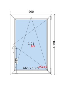 Kunststofffenster PVC Fenster 90 x 130 cm DREH/KIPP Rehau Synego 2