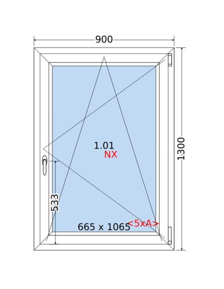 Kunststofffenster PVC Fenster 90 x 130 cm DREH/KIPP Rehau Synego