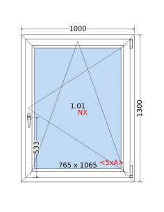 Kunststofffenster PVC Fenster 100 x 130 cm DREH/KIPP Rehau Synego 2