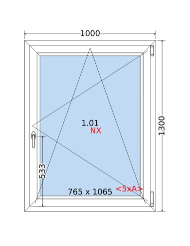 Kunststofffenster PVC Fenster 100 x 130 cm DREH/KIPP Rehau Synego