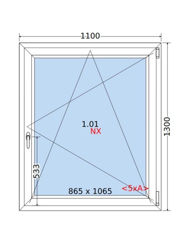 Kunststofffenster PVC Fenster 110 x 130 cm DREH/KIPP Rehau Synego