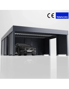 Carport mit Schuppen/Abstellraum aus Metall – 6x6 m mit Seitenwand