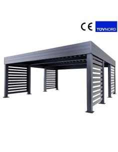 Carport Metall mit Seitenwand 4+0 Modern Garage Doppel 6 x 6 m