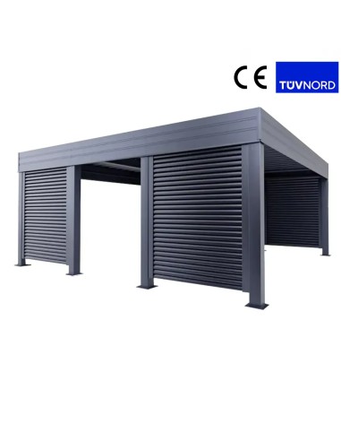 Carport Metall mit Seitenwand 4+0 Modern Garage Doppel 6 x 6 m