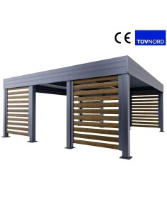Carport Metall mit Seitenwand 4+0 Modern Garage Doppel 6 x 6 m