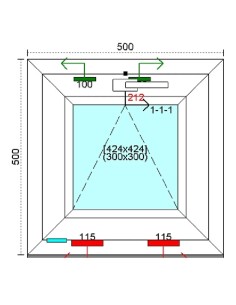 Kunststofffenster PVC Fenster 50 x 50 cm KIPP Kömmerling 76 MD 2