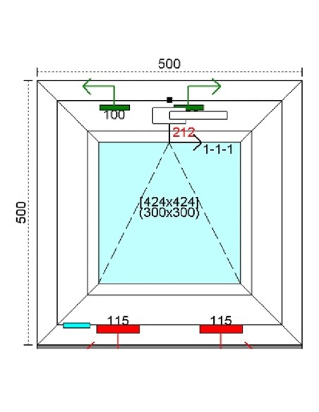 Kunststofffenster PVC Fenster 50 x 50 cm KIPP Kömmerling 76 MD