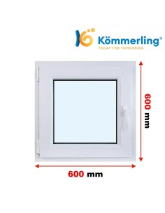 Kunststofffenster PVC Fenster 60 x 60 cm DREH-KIPP Kömmerling 76 MD
