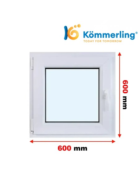 Kunststofffenster PVC Fenster 60 x 60 cm DREH-KIPP Kömmerling 76 MD