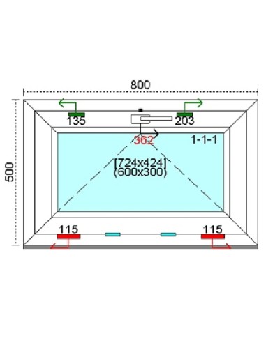 Kunststofffenster PVC Fenster 80 x 50 cm KIPP Kömmerling 76 MD