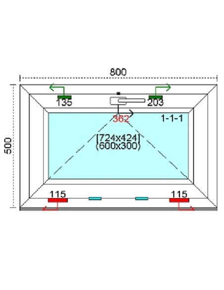 Kunststofffenster PVC Fenster 80 x 50 cm KIPP Kömmerling 76 MD