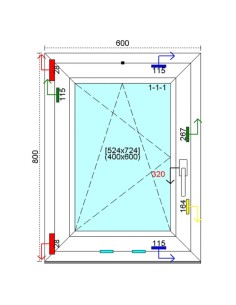 Kunststofffenster PVC Fenster 60 x 80 cm DREH-KIPP Kömmerling 76 MD 2