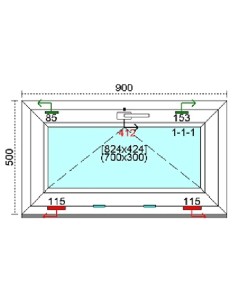 Kunststofffenster PVC Fenster 90 x 50 cm KIPP Kömmerling 76 MD 2
