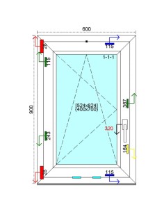 Kunststofffenster PVC Fenster 60 x 90 cm DREH-KIPP Kömmerling 76 MD 2