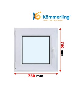 Kunststofffenster PVC Fenster 75 x 75 cm DREH-KIPP Kömmerling 76 MD