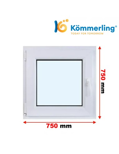 Kunststofffenster PVC Fenster 75 x 75 cm DREH-KIPP Kömmerling 76 MD