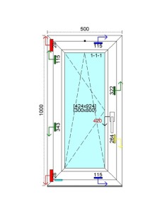 Kunststofffenster PVC Fenster 50 x 100 cm DREH-KIPP Kömmerling 76 MD 2