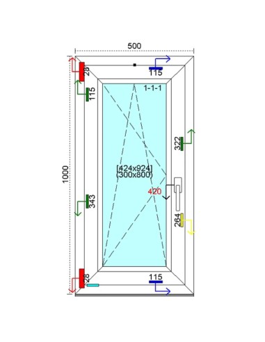 Kunststofffenster PVC Fenster 50 x 100 cm DREH-KIPP Kömmerling 76 MD