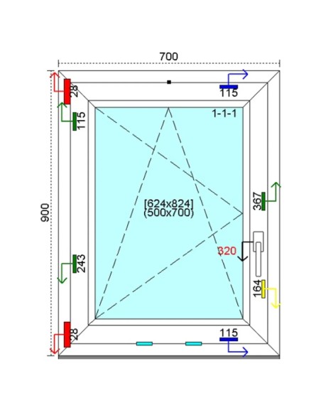 Kunststofffenster PVC Fenster 70 x 90 cm DREH-KIPP Kömmerling 76 MD