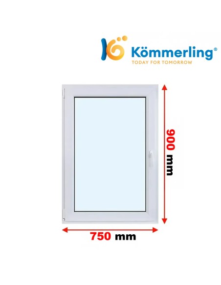 Kunststofffenster PVC Fenster 75 x 90 cm DREH-KIPP Kömmerling 76 MD