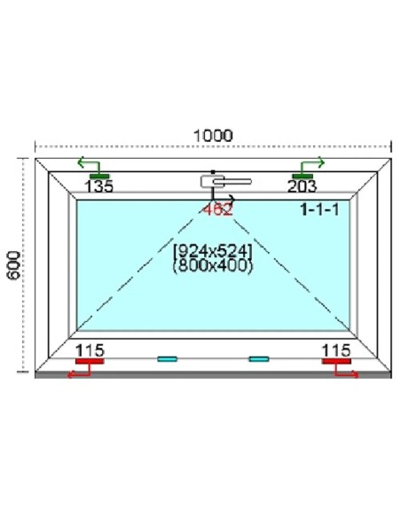 Kunststofffenster PVC Fenster 100 x 60 cm KIPP Kömmerling 76 MD