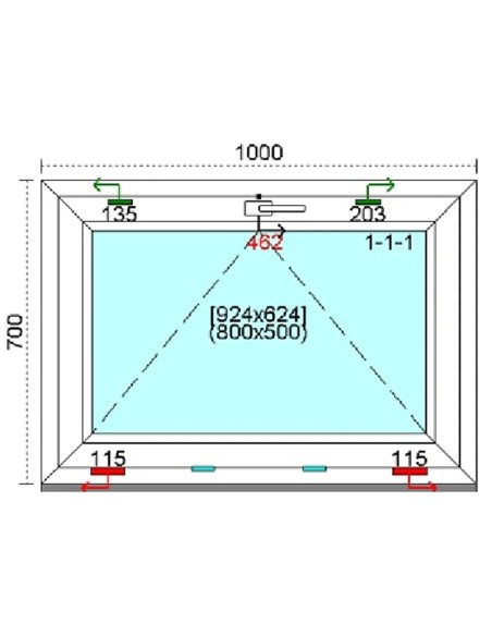 Kunststofffenster PVC Fenster 100 x 70 cm KIPP Kömmerling 76 MD