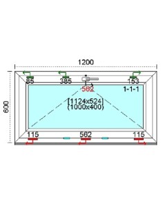 Kunststofffenster PVC Fenster 120 x 60 cm KIPP Kömmerling 76 MD 2