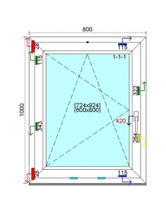 Kunststofffenster PVC Fenster 80 x 100 cm DREH-KIPP Kömmerling 76 MD 2