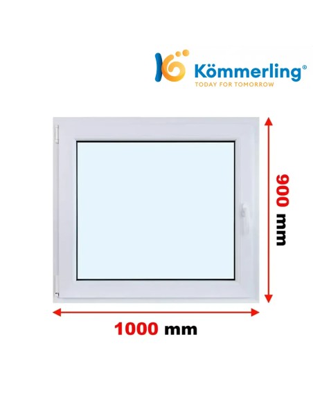 Kunststofffenster PVC Fenster 100 x 90 cm DREH-KIPP Kömmerling 76 MD