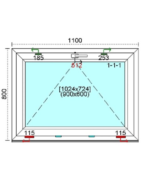 Kunststofffenster PVC Fenster 110 x 80 cm KIPP Kömmerling 76 MD