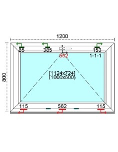 Kunststofffenster PVC Fenster 120 x 80 cm KIPP Kömmerling 76 MD 2