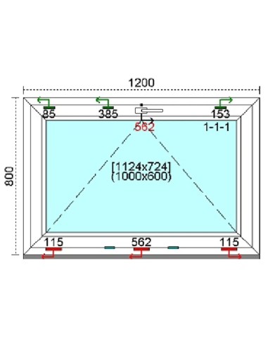 Kunststofffenster PVC Fenster 120 x 80 cm KIPP Kömmerling 76 MD