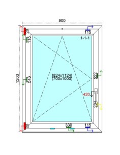 Kunststofffenster PVC Fenster 90 x 120 cm DREH-KIPP Kömmerling 76 MD 2