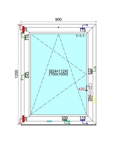 Kunststofffenster PVC Fenster 90 x 120 cm DREH-KIPP Kömmerling 76 MD