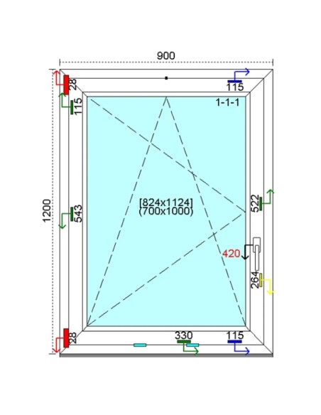 Kunststofffenster PVC Fenster 90 x 120 cm DREH-KIPP Kömmerling 76 MD