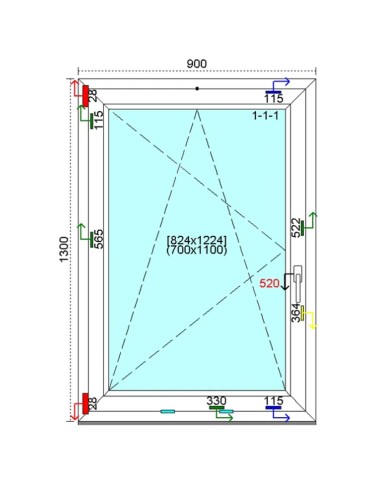 Kunststofffenster PVC Fenster 90 x 130 cm DREH-KIPP Kömmerling 76 MD