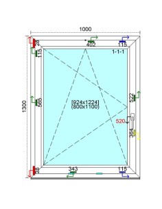 Kunststofffenster PVC Fenster 100 x 130 cm DREH-KIPP Kömmerling 76 MD 2