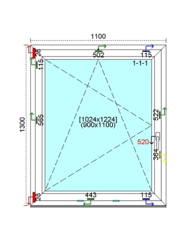 Kunststofffenster PVC Fenster 110 x 130 cm DREH-KIPP Kömmerling 76 MD