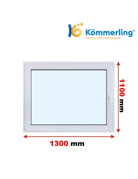 Kunststofffenster PVC Fenster 130 x 110 cm DREH-KIPP | DREH Kömmerling 76 MD