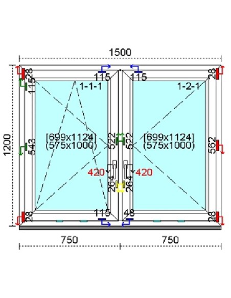 Kunststofffenster PVC Fenster 150 x 120 cm DREH-KIPP | DREH Kömmerling 76 MD