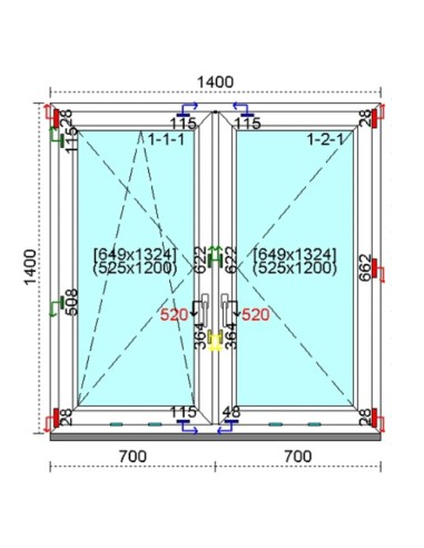 Kunststofffenster PVC Fenster 140 x 140 cm DREH-KIPP | DREH Kömmerling 76 MD