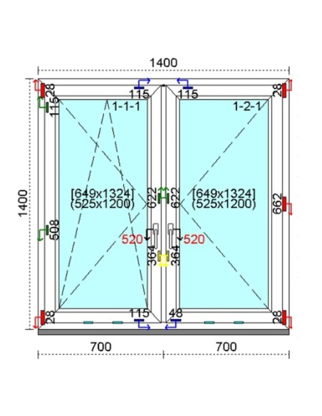 Kunststofffenster PVC Fenster 140 x 140 cm DREH-KIPP | DREH Kömmerling 76 MD