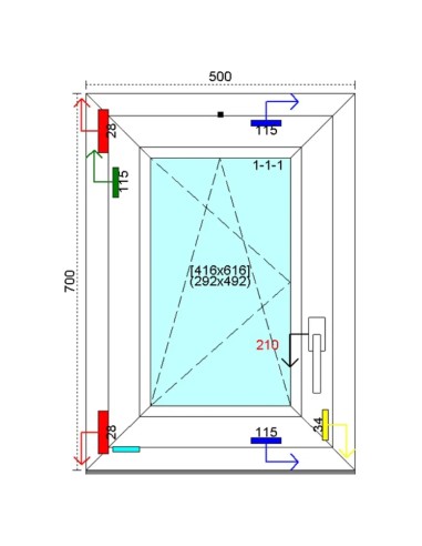 Kunststofffenster PVC Fenster 50 x 70 cm DREH-KIPP Kömmerling 88 MD