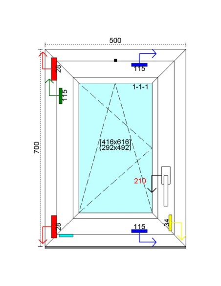 Kunststofffenster PVC Fenster 50 x 70 cm DREH-KIPP Kömmerling 88 MD