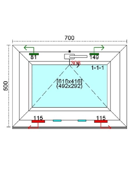 Kunststofffenster PVC Fenster 70 x 50 cm KIPP Kömmerling 88 MD